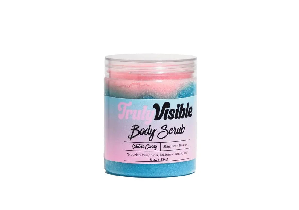 Cotton Candy  Body Scrub SPUN STRAWBERRY SUGAR - RAW SUGAR - CANDIED TONKA BEANS - TAHITIAN VANILLA.